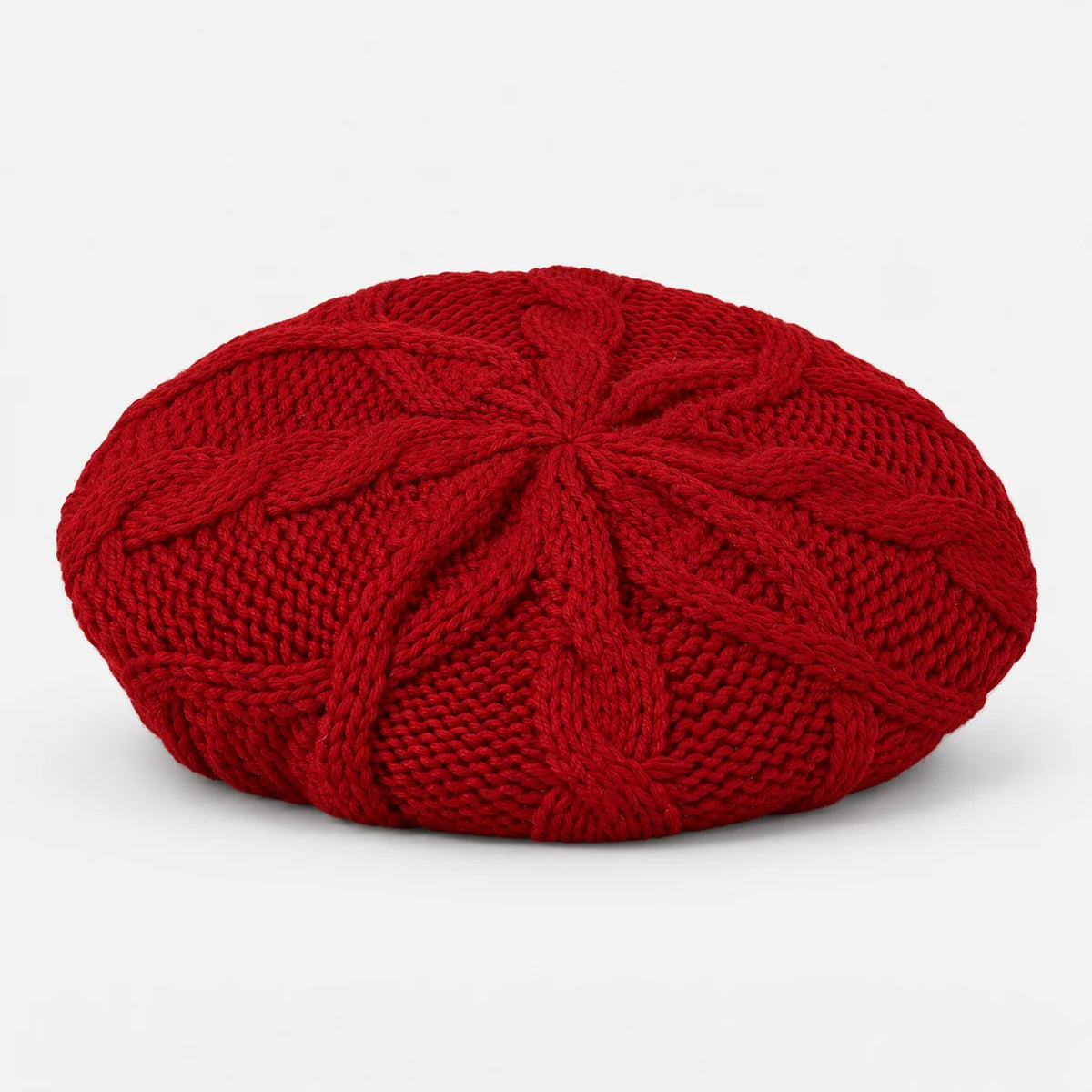 Béret bonnet femme en maille torsadée