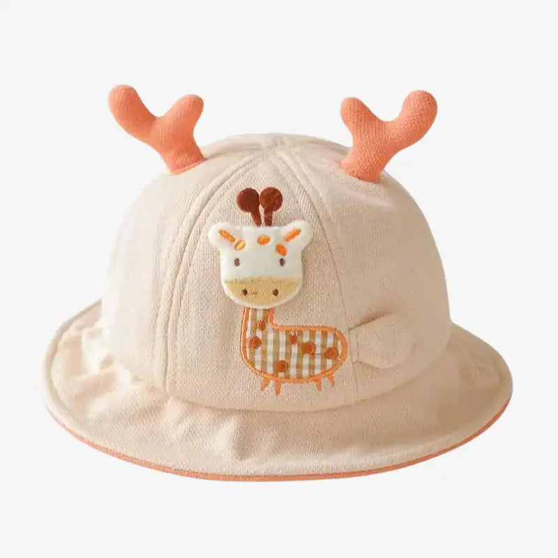 Chapeau bob bébé girafe beige