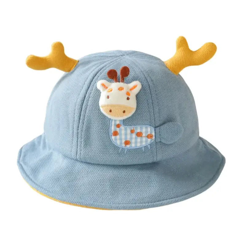 Chapeau bob bébé girafe bleu