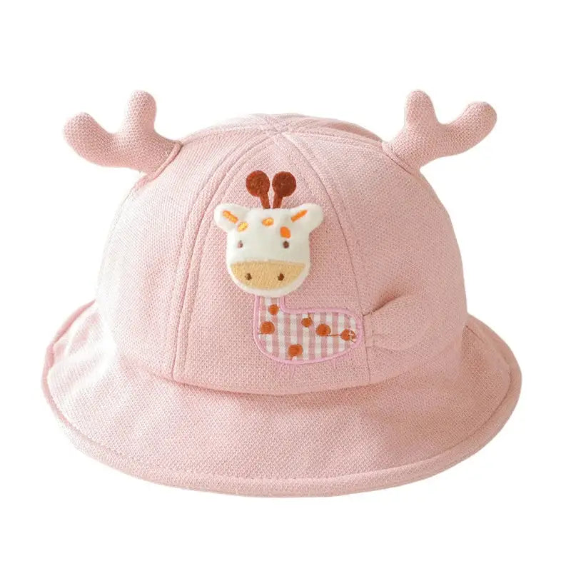 Chapeau bob bébé girafe rose