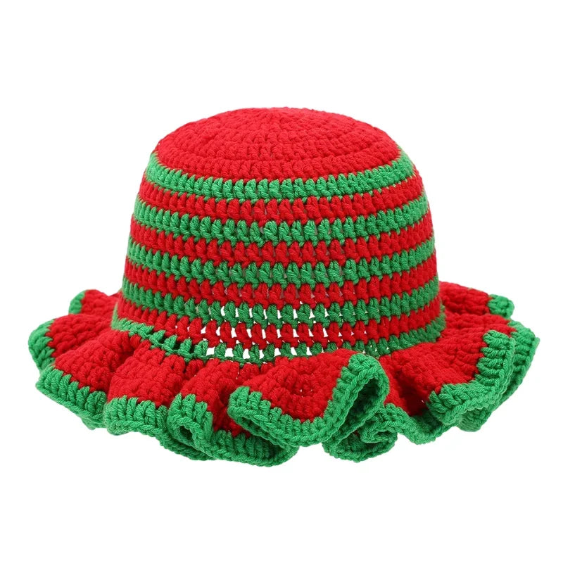 Bob crochet à rayures rouge