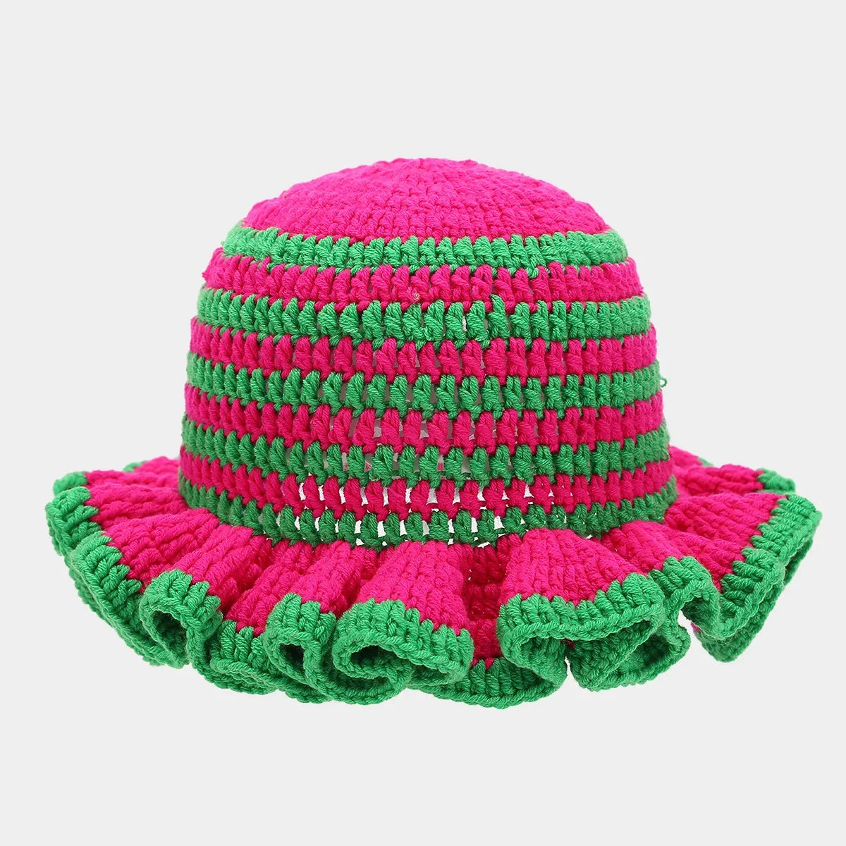 Bob crochet à rayures rose