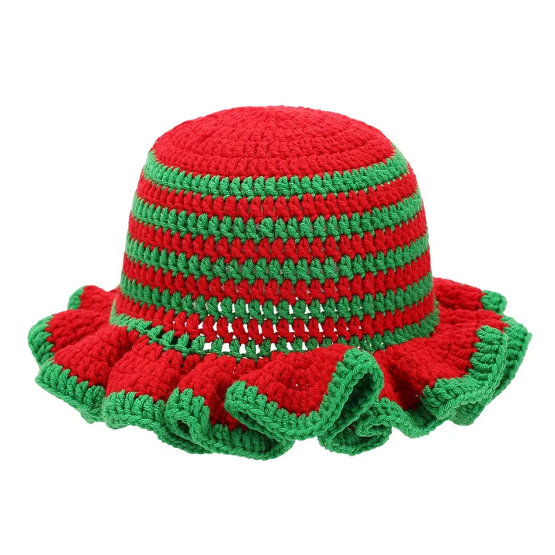 Bob crochet à rayures rouge