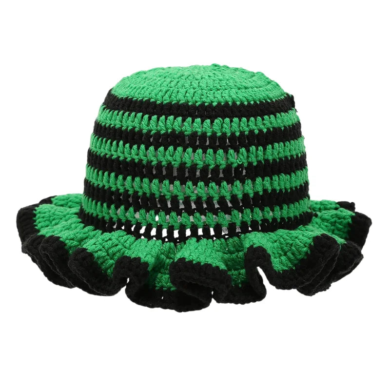 Bob crochet à rayures vert