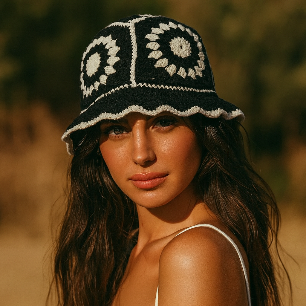 bob crochet fleur noir