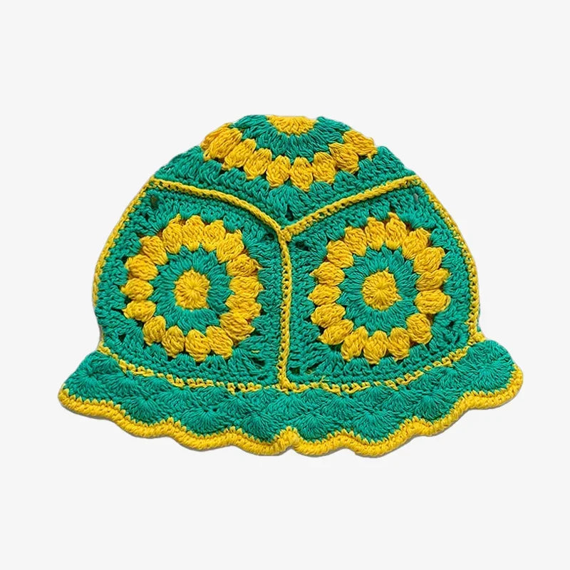Bob crochet fleur vert