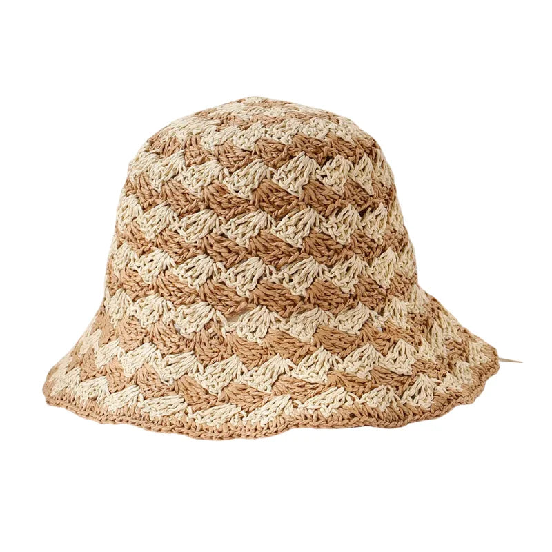 Bob crochet paille bicolore marron