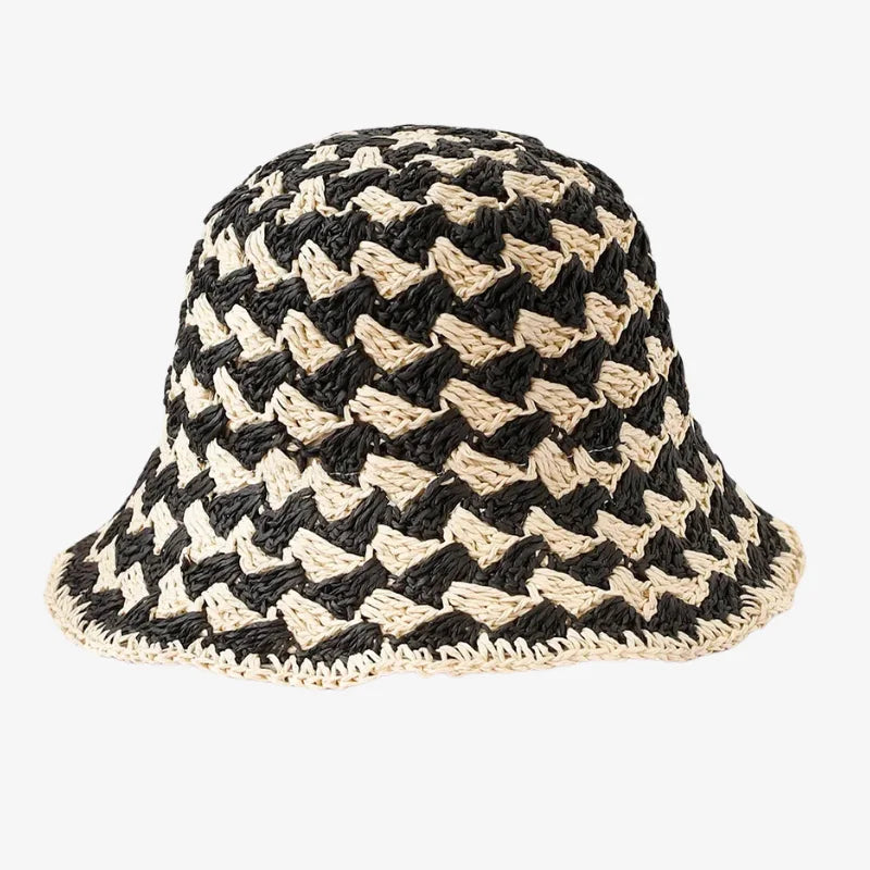 Bob crochet paille bicolore noir