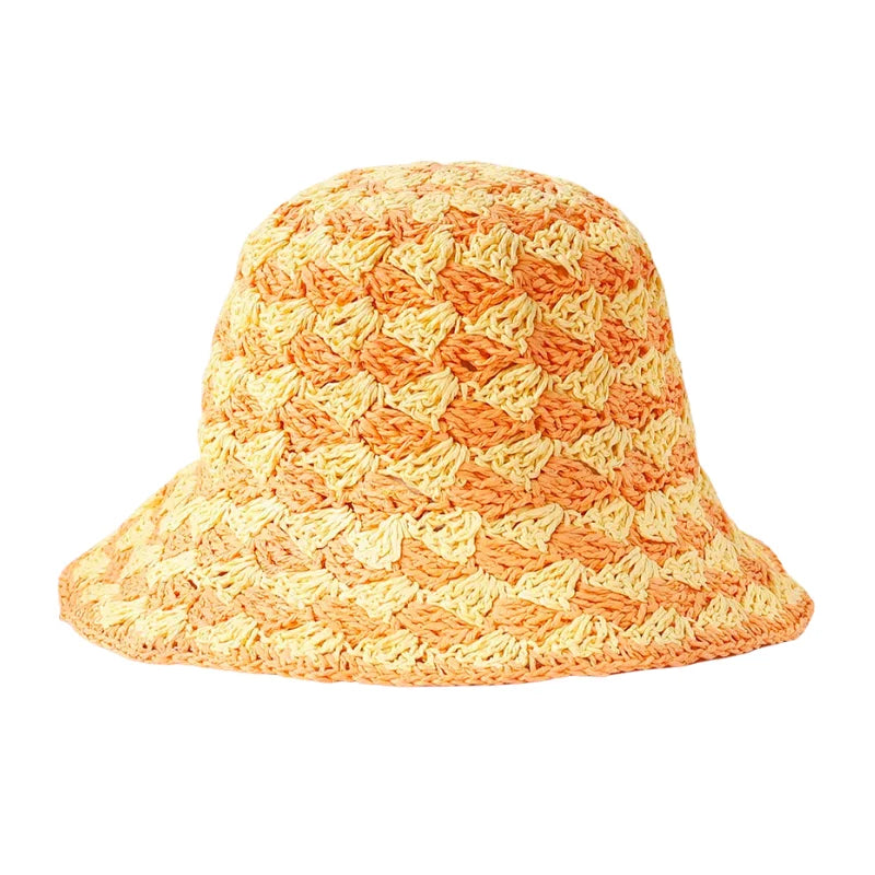 Bob crochet paille bicolore orange
