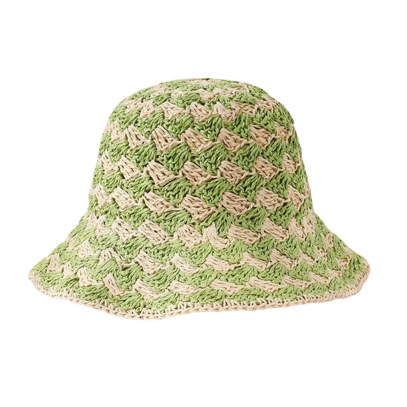 Bob crochet paille bicolore vert