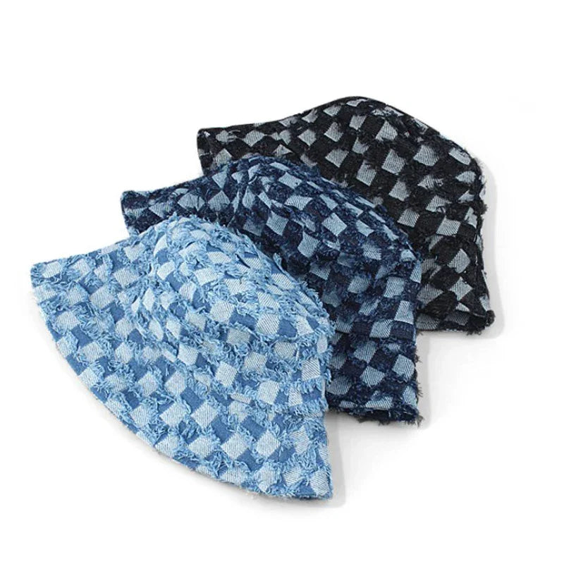 Bob en denim à carreaux