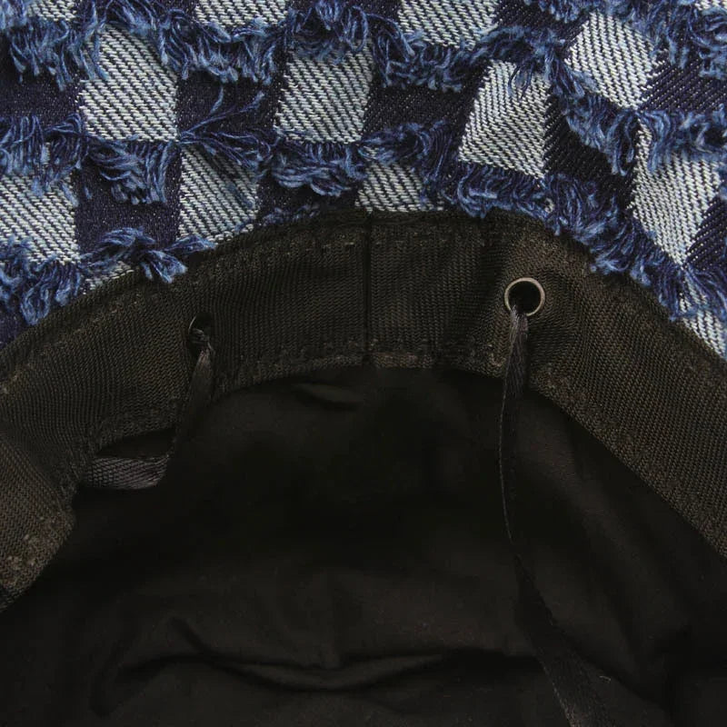 Bob en denim à carreaux