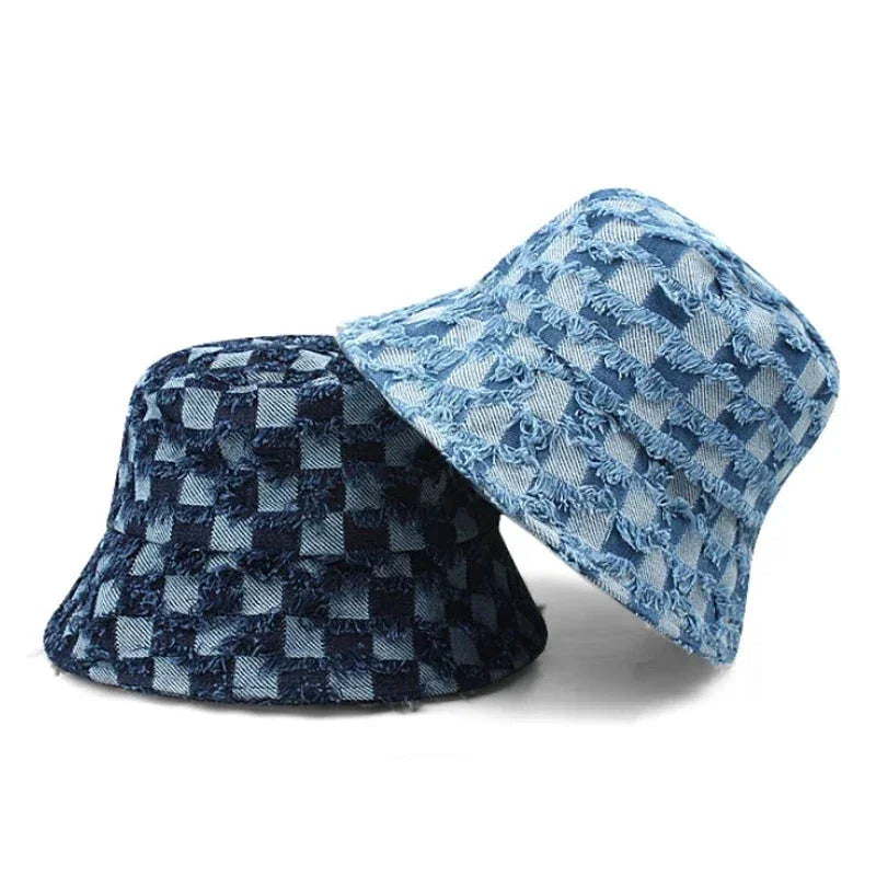 Bob en denim à carreaux