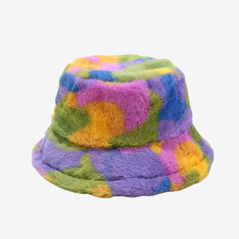 bob en fausse fourrure mutlicolor, arc-en-ciel