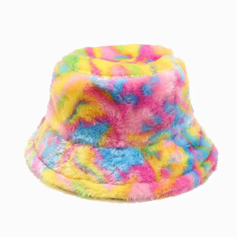 Chapeau bob fausse fourrure coloré jaune