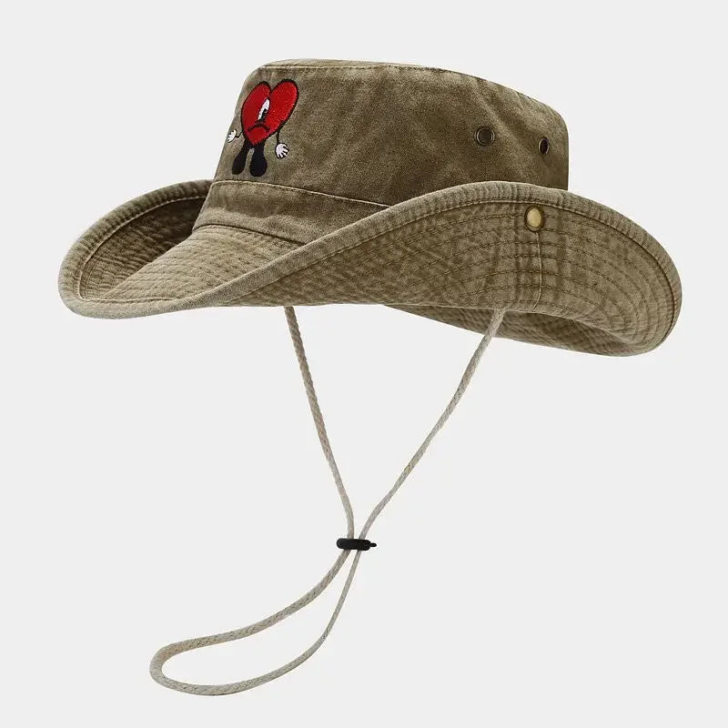 Bob ficelle coeur brodé camel