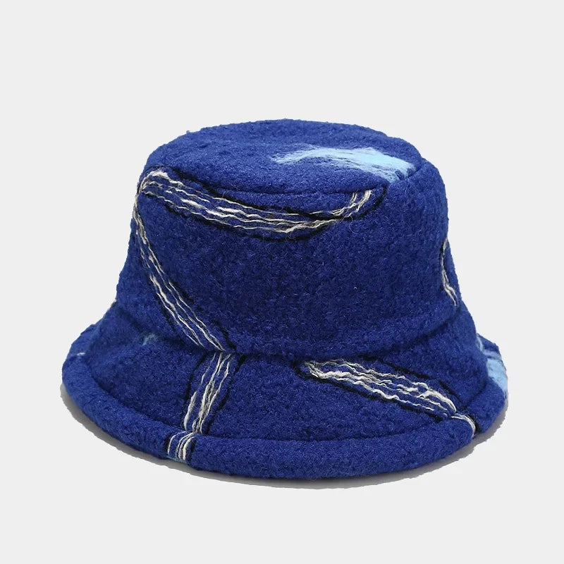 Chapeau bob fourrure homme bleu