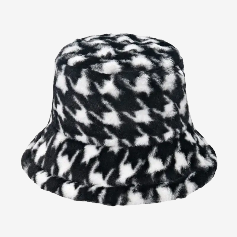 bob fourrure pied de poule noir