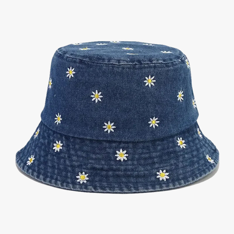 Bob jean petites fleurs bleu foncé