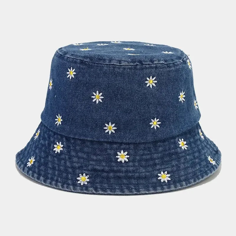 Bob jean petites fleurs bleu foncé