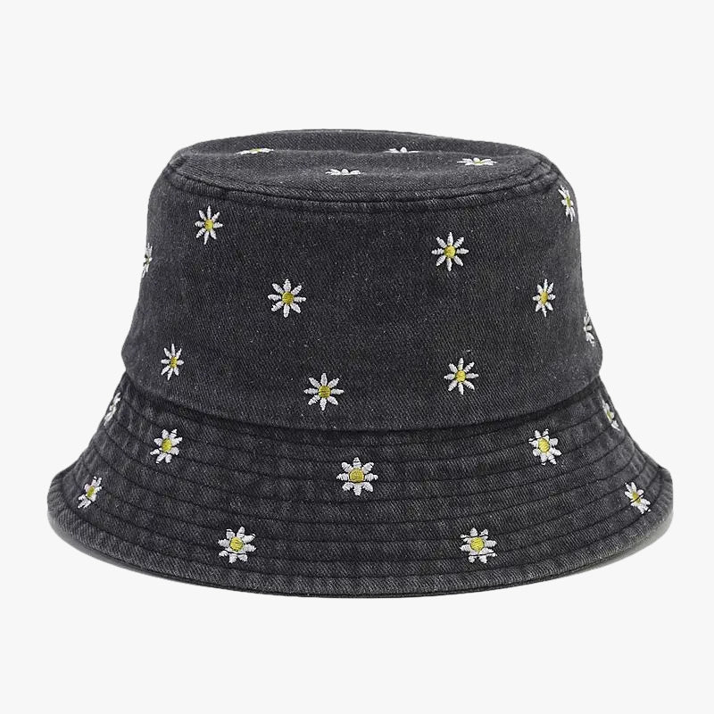 Bob jean petites fleurs noir