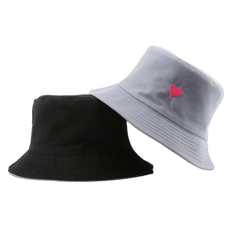 Bob réversible coeur brodé gris