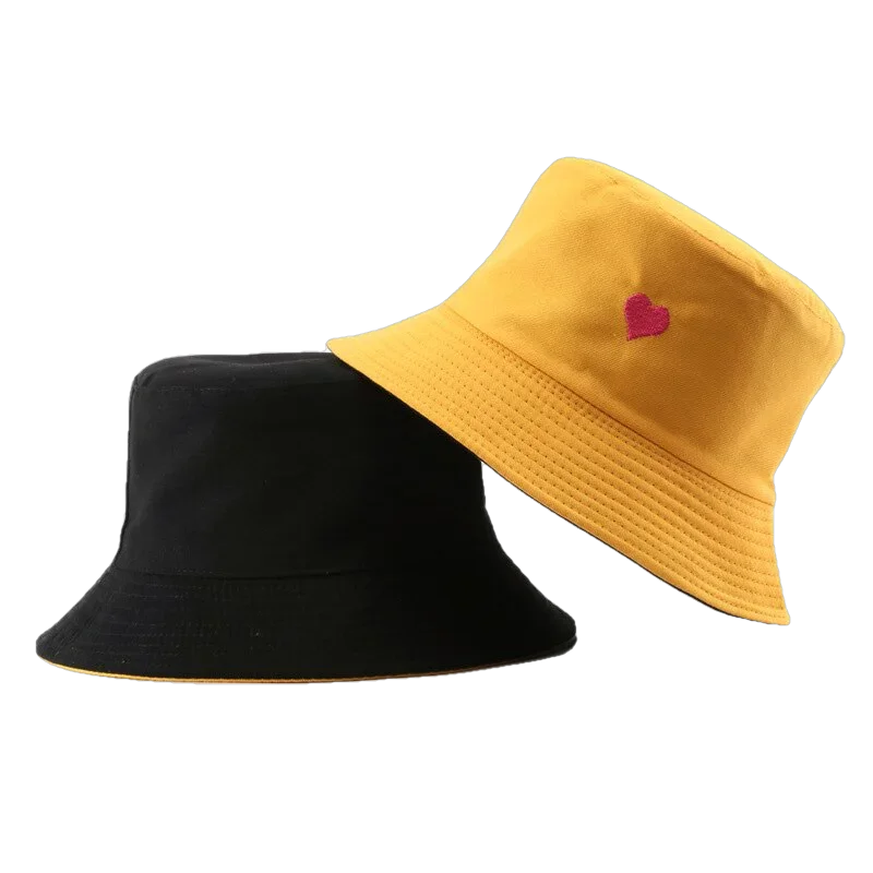 Bob réversible coeur brodé jaune