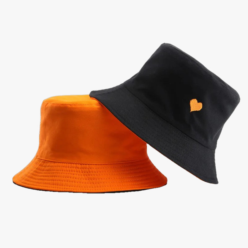 Bob réversible coeur brodé orange