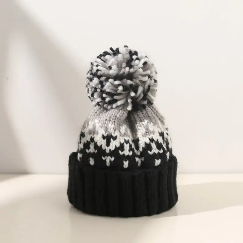 Bonnet à pompon gris