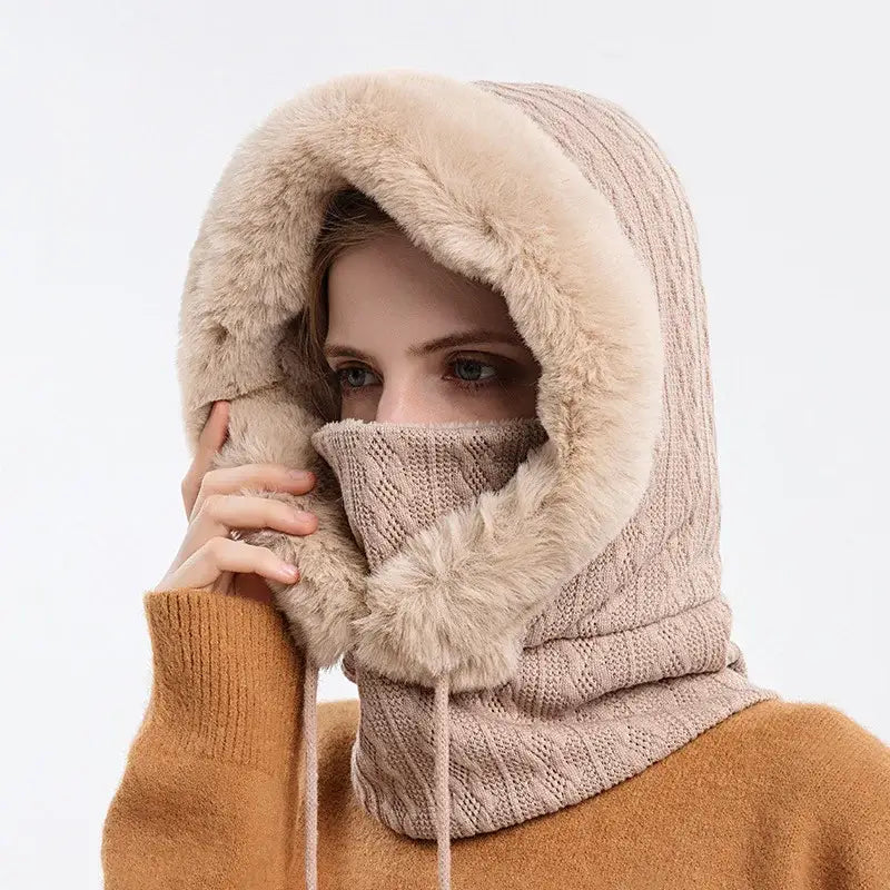 Bonnet capuche femme beige