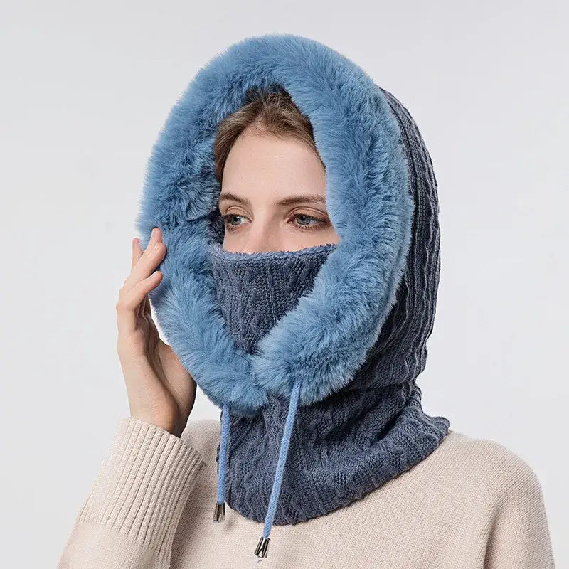 Bonnet capuche femme bleu