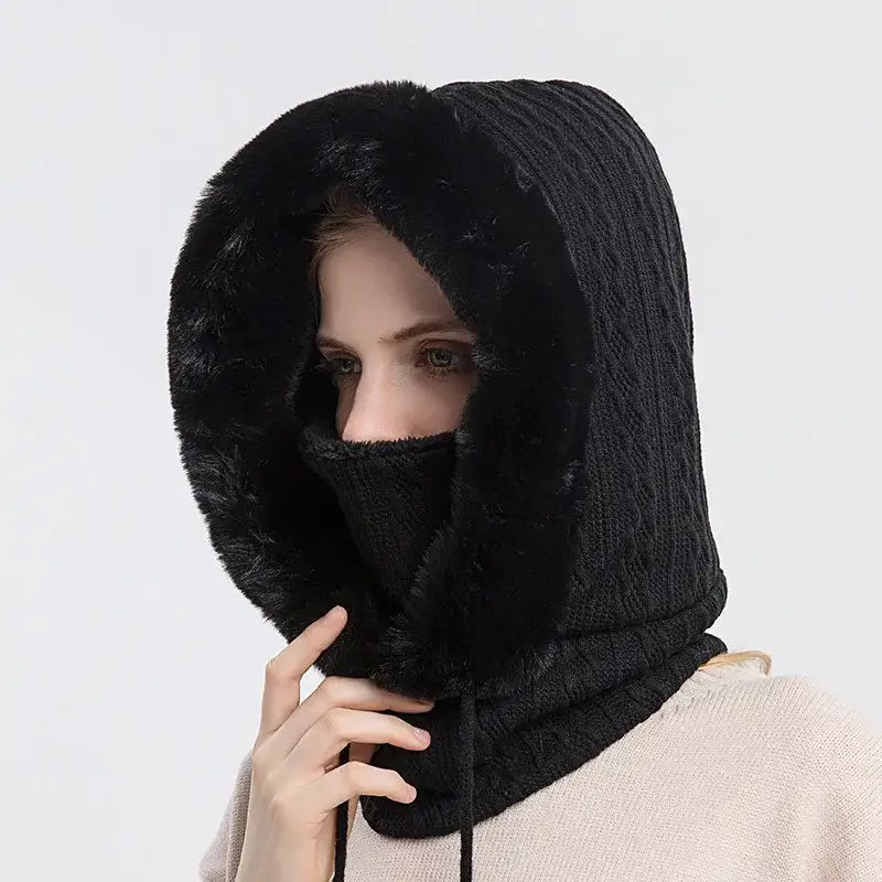 Bonnet capuche femme noir