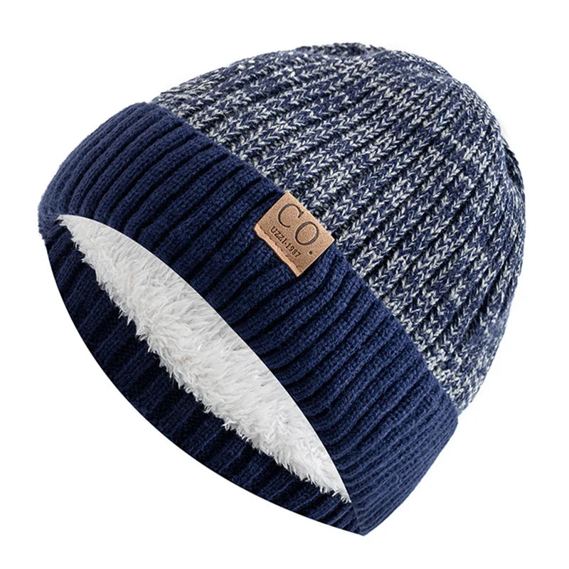 Bonnet doublé polaire homme bleu foncé