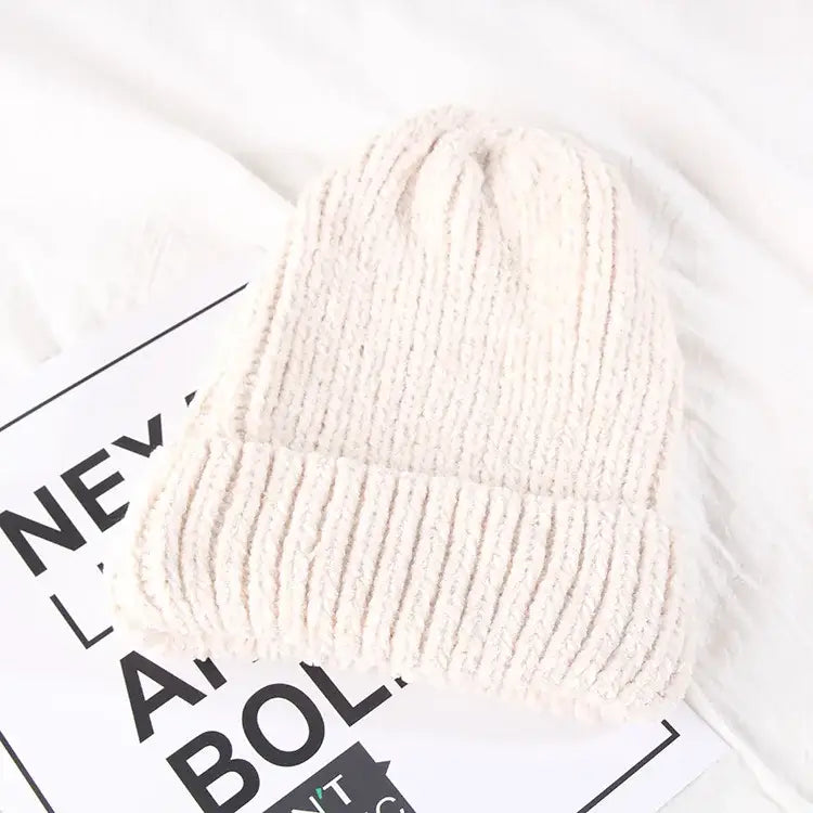 Bonnet en chenille beige