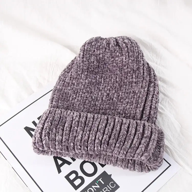 Bonnet en chenille gris