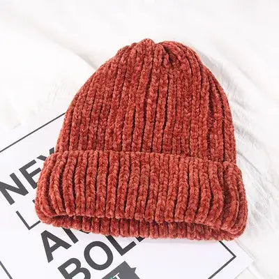 Bonnet en chenille orange