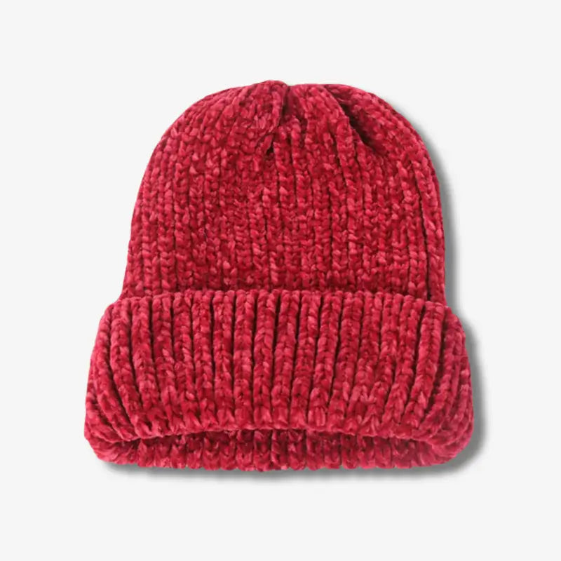 Bonnet en chenille rouge