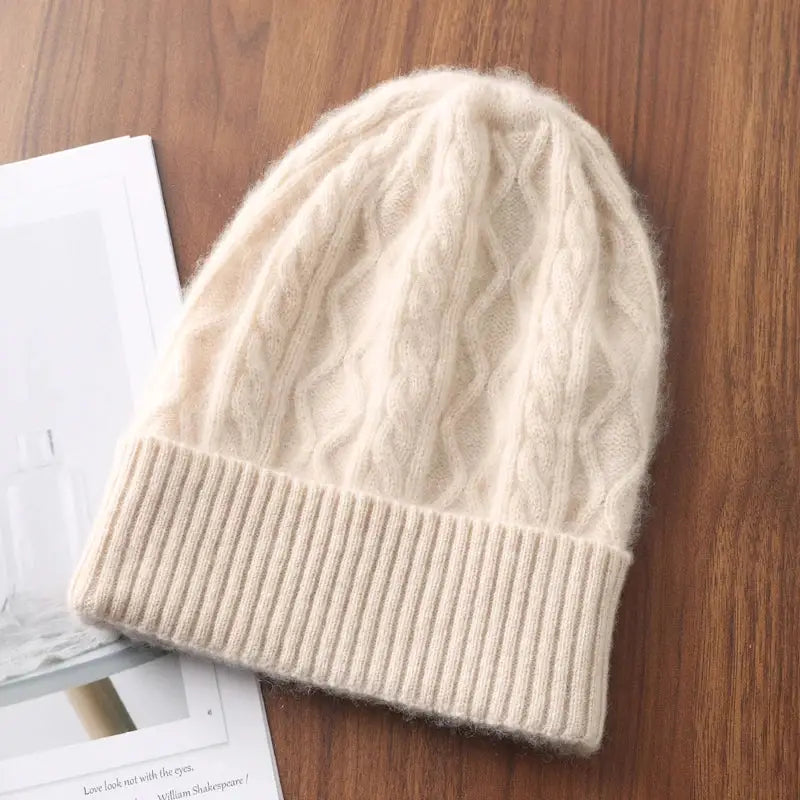 Bonnet en laine femme beige