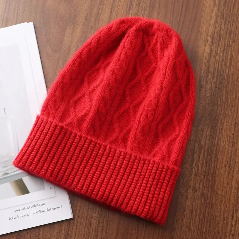 Bonnet en laine femme rouge