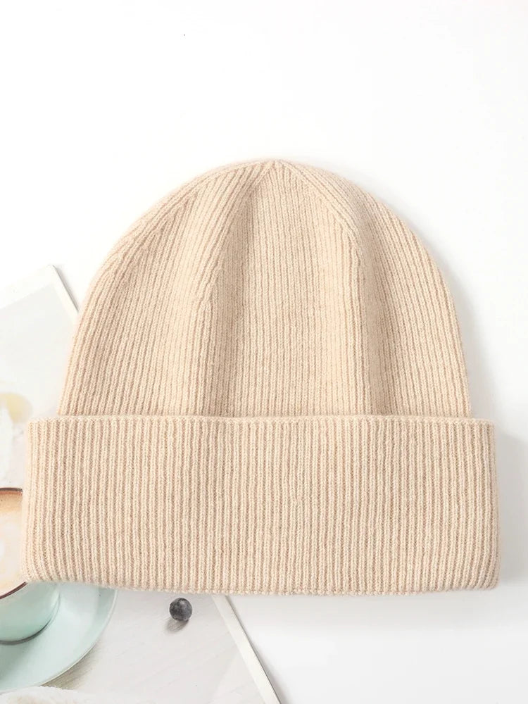 Bonnet femme en laine beige