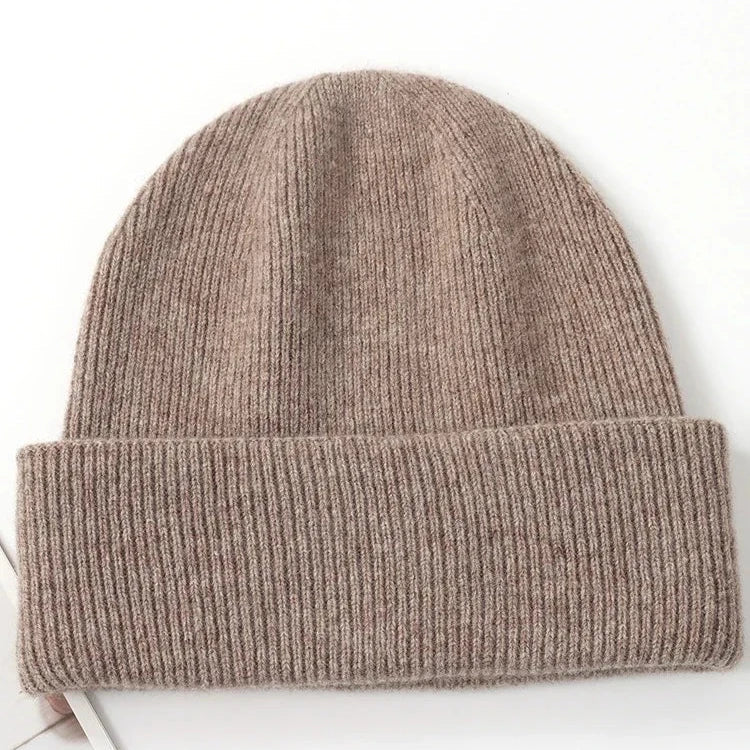Bonnet femme en laine marron