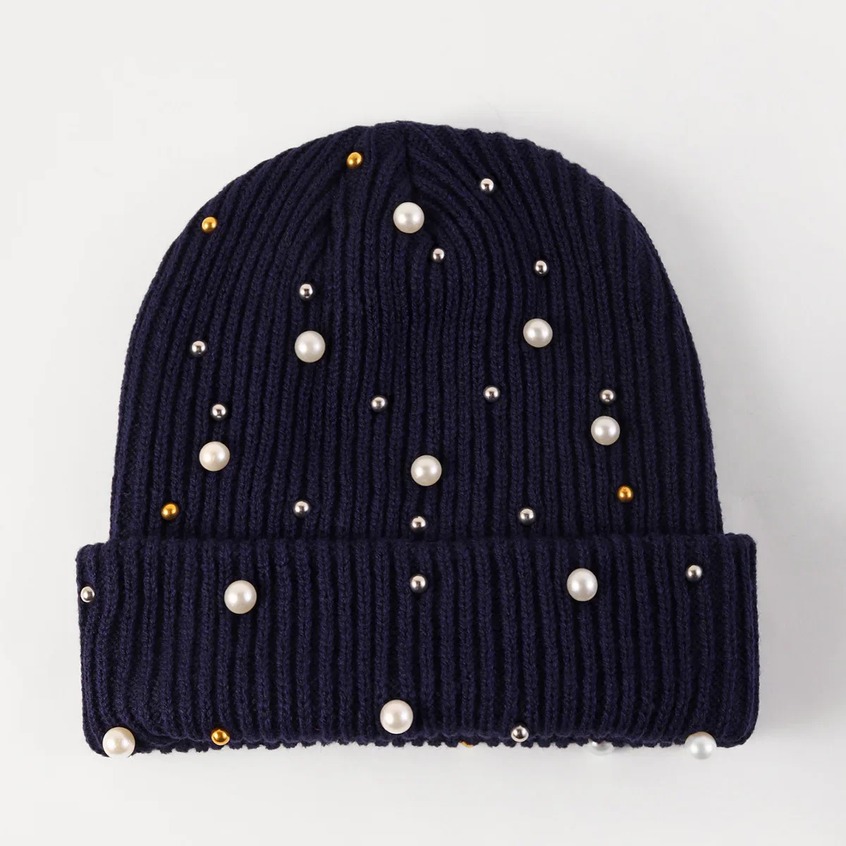 Bonnet femme perle bleu