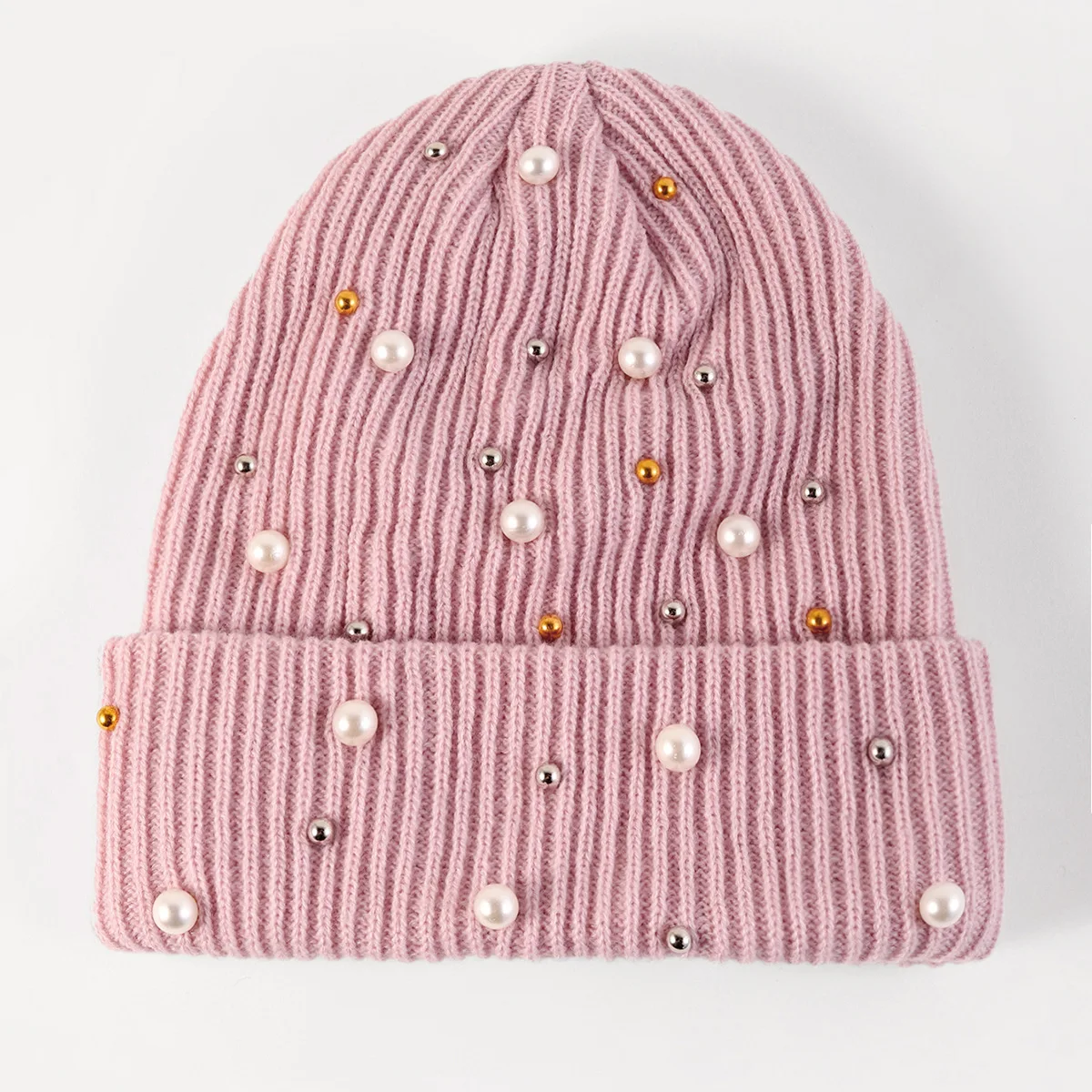 Bonnet femme perle rose