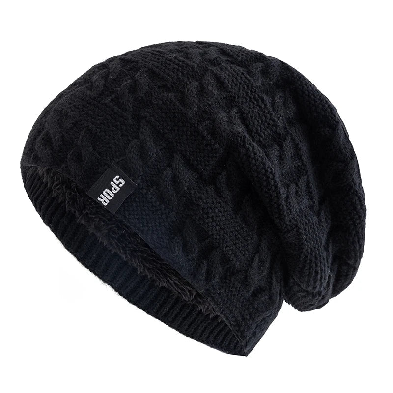 Bonnet homme long tombant noir