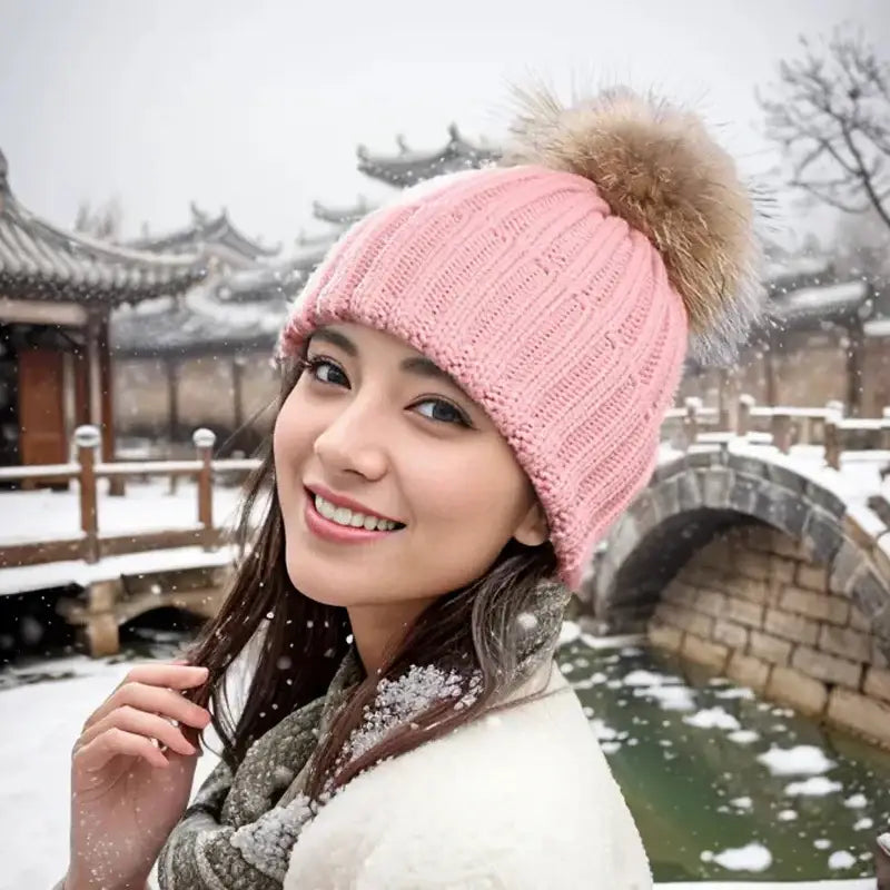 Bonnet pompon femme