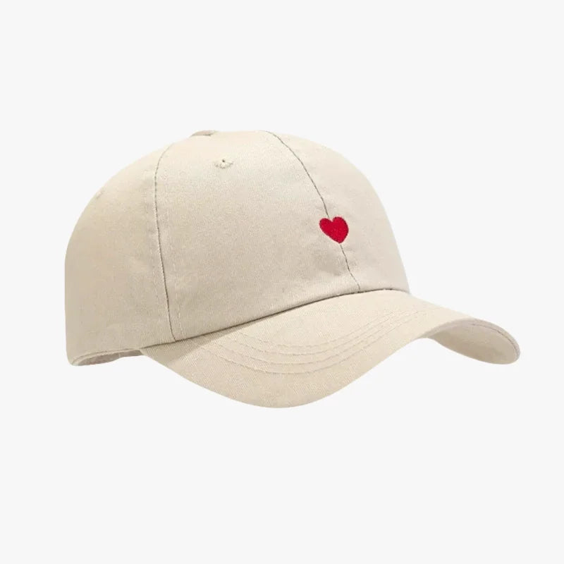 Casquette coeur brodé beige