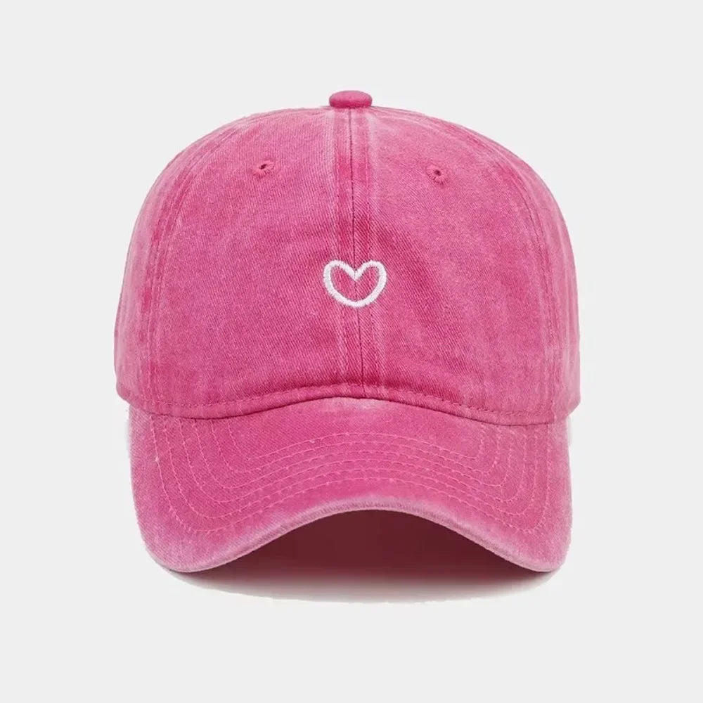 Casquette coeur délavée rose