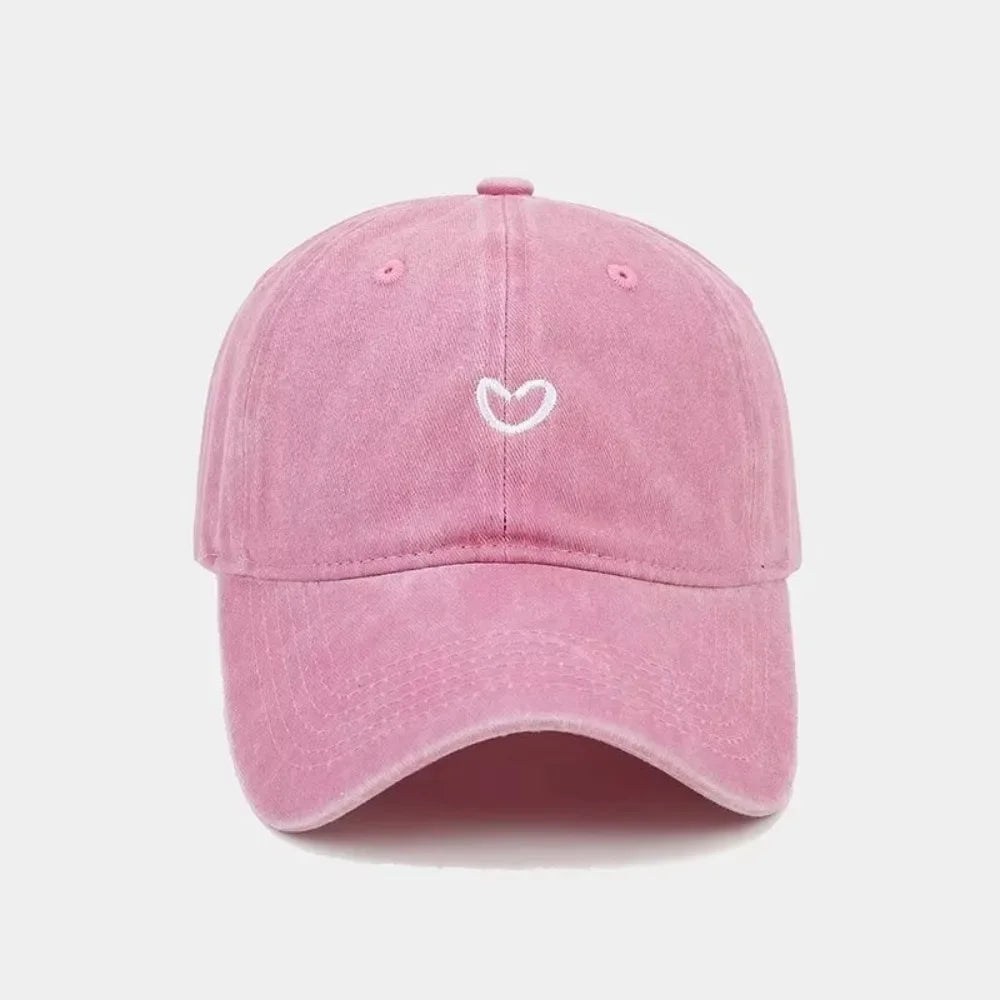 Casquette coeur délavée rose clair