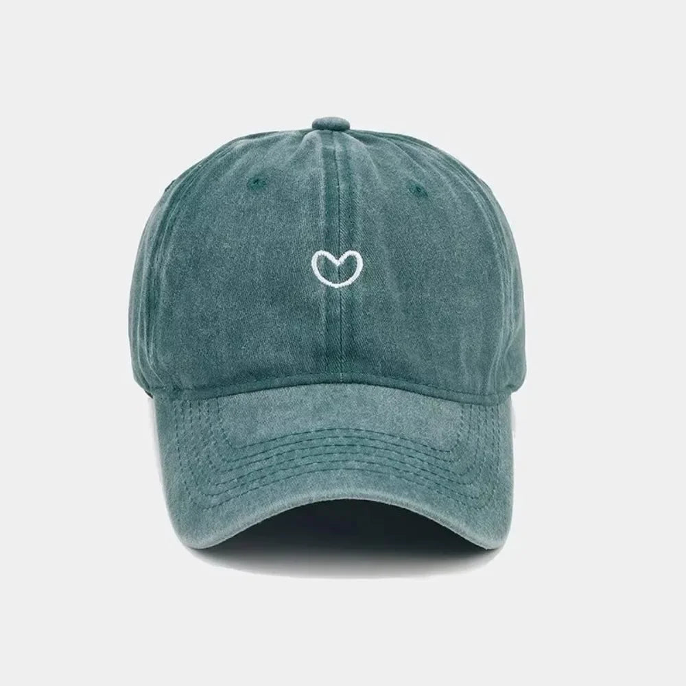 Casquette coeur délavée vert
