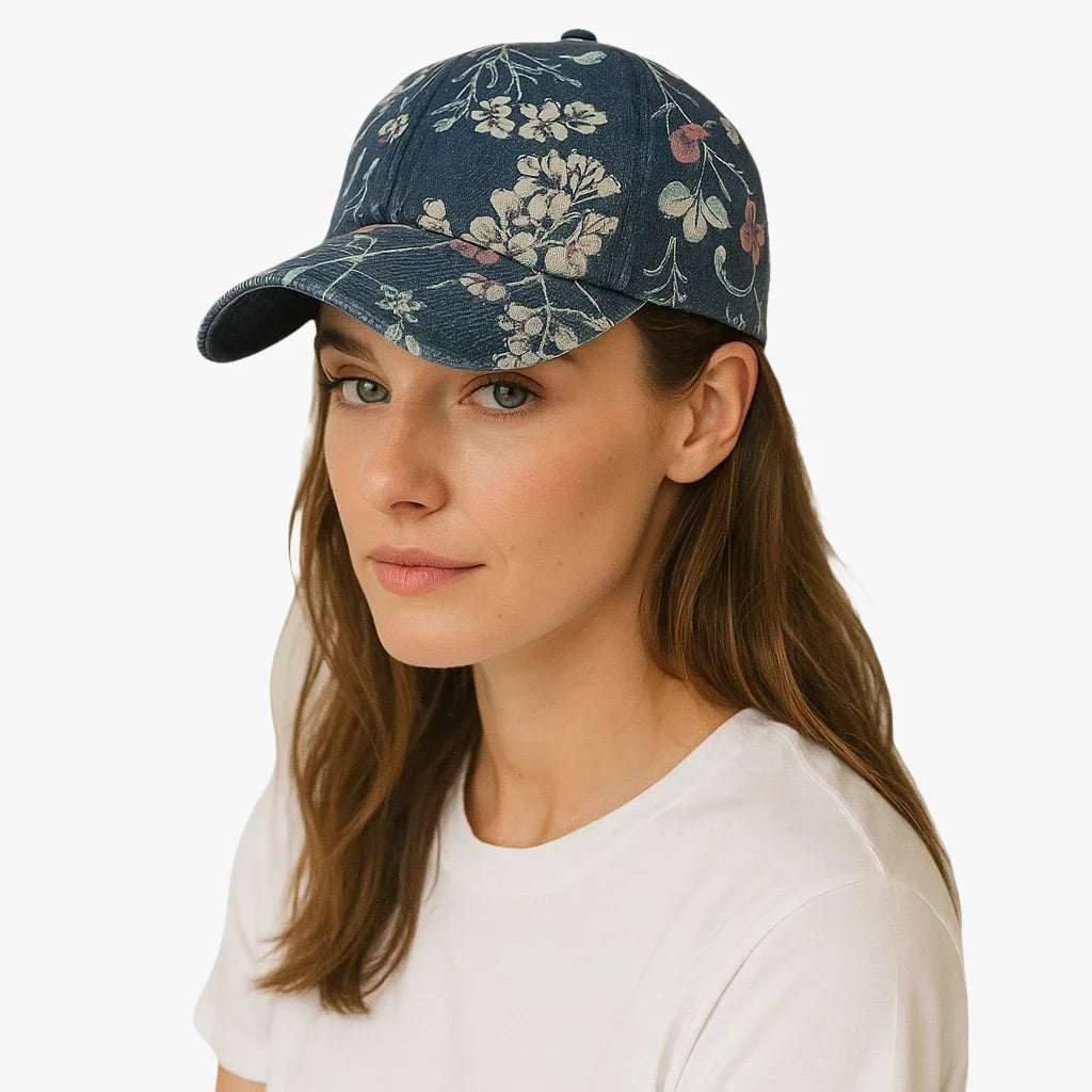 Casquette femme fleurie
